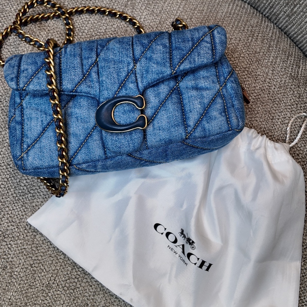Quilted Denim Pillow Tabby Shoulder Bag